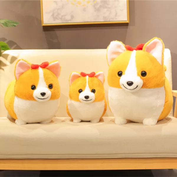 Dog with chicken plushie